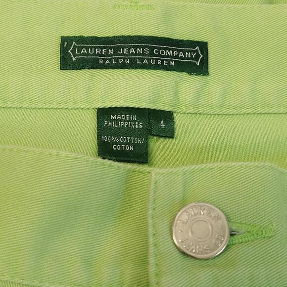 Ralph Lauren Capri Pants Neon Lime Green Jeans with Beaded Detail Size 4 - Picture 2 of 5